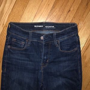 High rise dark blue jeans
